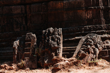 View of the destroyed statues of deity at Polo Forest, Gujarat, India