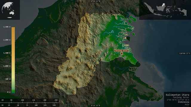 Kalimantan Utara, Indonesia - composition. Physical