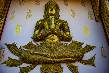 A beautiful view of buddhist temple Wat Saeng Kaew at Chiang Rai, Thailand.