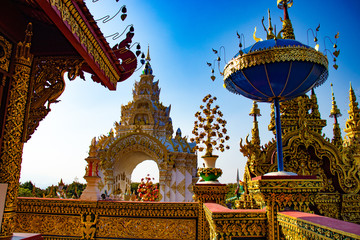 A beautiful view of buddhist temple Wat Saeng Kaew at Chiang Rai, Thailand.