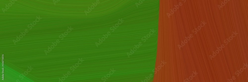 Poster elegant flowing horizontal header with forest green, saddle brown and dark green colors. graphic wit