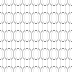 Geometric seamless pattern in outline style. Luxury texture with hexagons and hexagonal figures. Abstract diamond shapes wrapping background. Intersecting lines on white. EPS8 vector illustration.