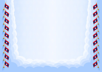 Obraz premium Horizontal frame and border with Laos flag