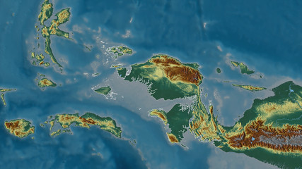 Fototapeta na wymiar Papua Barat, Indonesia - outlined. Relief