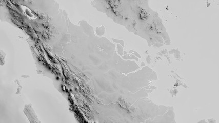 Riau, Indonesia - outlined. Grayscale