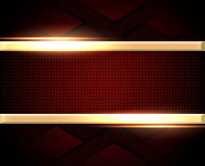 Abstract luxury background with gold colored lines. the dark red background is isolated with red dots and golden light.