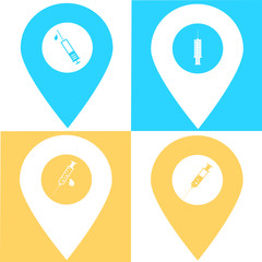 Set of syringe location map pin icon. Element of map point for mobile concept and web apps. Icon for website design and development, app development. Premium hospital, clinic, pharmacy icon sign
