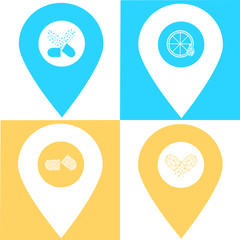Set of vitamin location map pin icon. Element of map point for mobile concept and web apps. Icon for website design and development, app development. Premium hospital, clinic, pharmacy icon sign