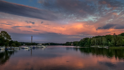 sunset over the river