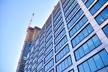 Office building in city center on a background closeup