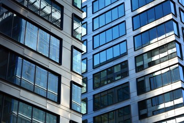 Office building in city center on a background closeup