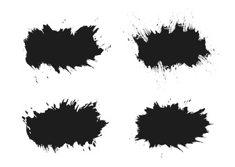 set of grunge stroke banner template design. black painted stains