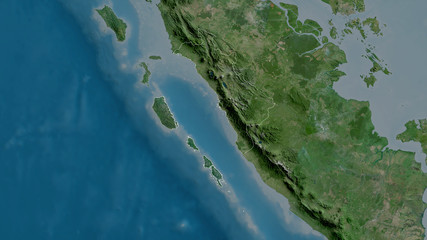 Sumatera Barat, Indonesia - outlined. Satellite