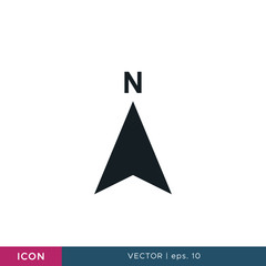 North direction arrow compass icon vector design template
