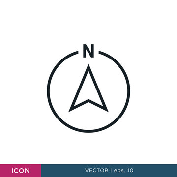 North direction arrow compass icon vector design template