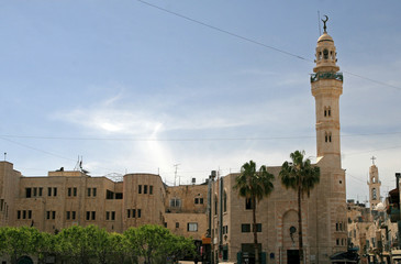 Fototapeta na wymiar Mosque of Omar, mosque in the Old City of Bethlehem, West Bank, Palestine, Israel
