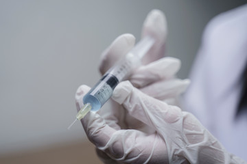 Vaccine needles are prepared to inject patients for anti-virus.
