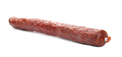 Salami sausage isolated on white background