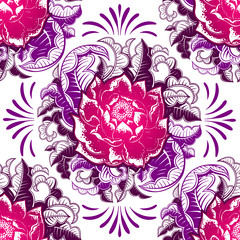 Vector Pink Floral Seamless Pattern