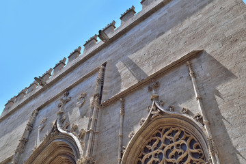 Valencia, Spain: 07.14.2019; The facade of Lonja room in Valencia