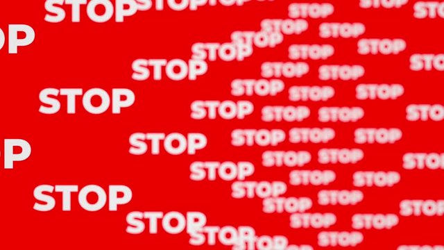 Stop text kinetic typography. Danger and warning concept