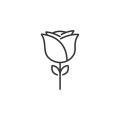Rose. Outline icon. Flower vector illustration