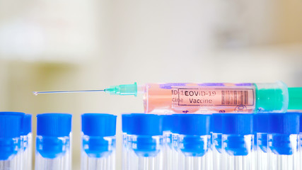 The long needle of the Covid-19 vaccine syringe for coronavirus vaccine