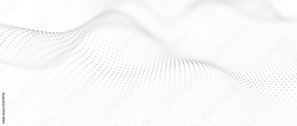 Leinwandbilder Futuristic dot wave. Abstract digital background. Network connection structure. 3D rendering.