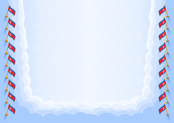 Obraz premium Horizontal frame and border with North Korea flag