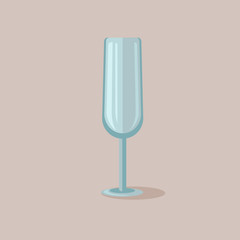 Empty champagne glass vector illustration. Bar or restaurant tableware