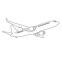 Modern twin engine jet airliner vector illustration icon.