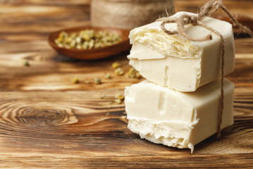 Natural handmade soap bars with flowers