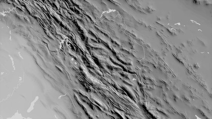 Chahar Mahall and Bakhtiari, Iran - outlined. Grayscale