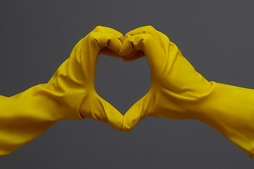 Yellow latex gloves