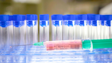 Empty test kits on the back of the coronavirus syringe