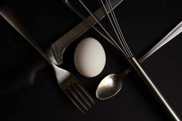 Chicken Egg and Cutlery