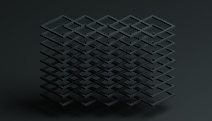 Abstract 3d rendering of Computer generated minimalist black skeletal object over background. Modern design for poster, cover, branding, banner.