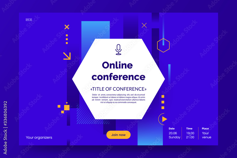Aufkleber invitation web banner to the online conference. business webinar invitation design. announcement pos