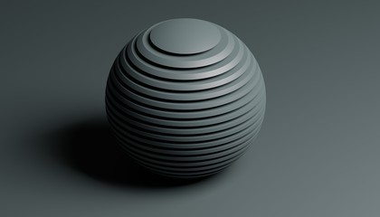Abstract circle sphere with slices over dark background. 3d render