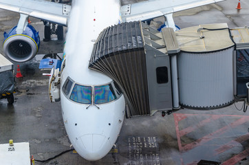 Plane boarding tunnel in the Confins International Airport in Belo Horizonte , Brazil