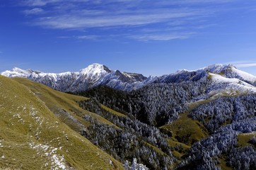 High angle shot of Qilai Mountain in Nantou County Taiwan