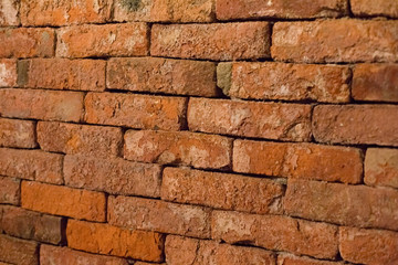 Brick wall high resolution, Abstract pattern on black backdrop. Old brick red color wall.
