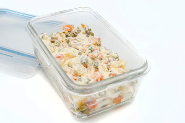 Russian traditional salad Olivier 