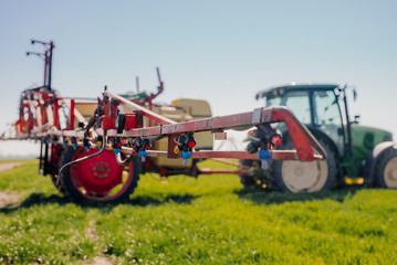 View of Tractor Ready to Spraying Herbicides.