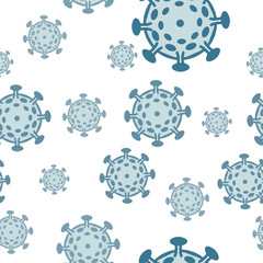 Covid-2019 vector seamless pattern with viruses. Epidemic, pandemic disease concept.Background on the theme of disease and medicine. Coronovirus alert. Vector illustration.