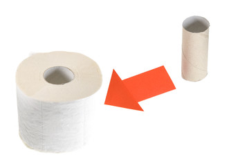 Recycling, toilet paper on white background