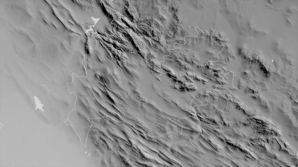 Kermanshah, Iran - outlined. Grayscale