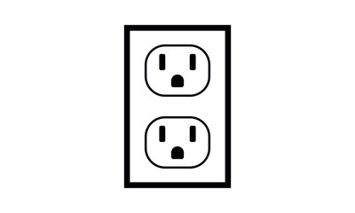 Two NEMA 5-15 grounded power outlet, AC power plug and socket vector icon