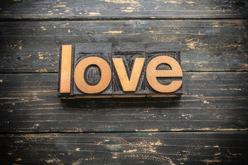 Love Concept Vintage Wooden Letterpress Type Word