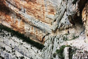 Trekking in Mont Rebei rocky canyon